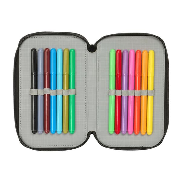 Tredobbelt Penalhus Naruto Sort 12,5 x 19,5 x 5,5 cm 37 Dele