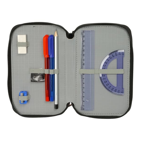 Tredobbelt Penalhus Naruto Sort 12,5 x 19,5 x 5,5 cm 37 Dele