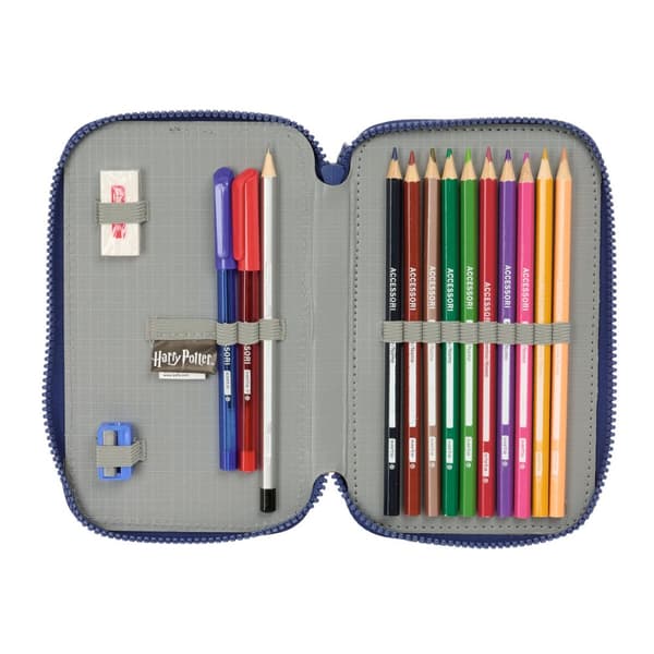 Dobbelt penalhus Harry Potter Captain Marineblå 12.5 x 19.5 x 4 cm Dobbelt penalhus 29 Dele