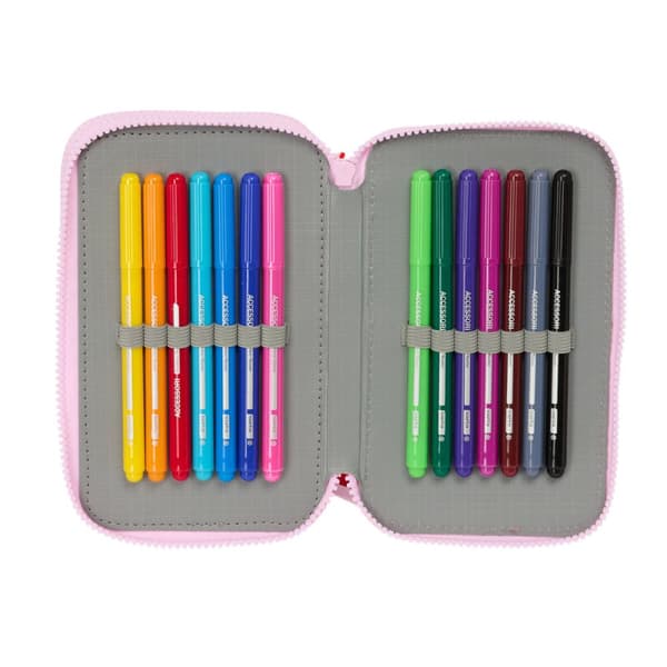 Tredobbelt Penalhus Minnie Mouse Naive Pink 12,5 x 19,5 x 5,5 cm 37 Dele