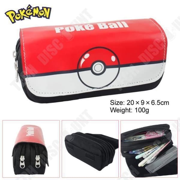 TD® Pennfodral, Pennväska Slitstark skolpennfodral med dragkedja för studenter (röd) - Pokemon Pennfodral