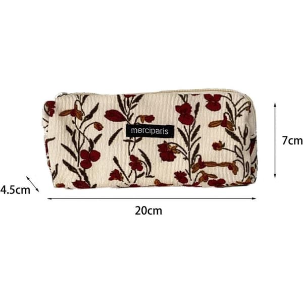 Skriveredskabskasse med sødt blomstermønster, penalhus, opbevaringsarrangør skolepenalhus penalhus 20cm x 7cm x 4,5cm
