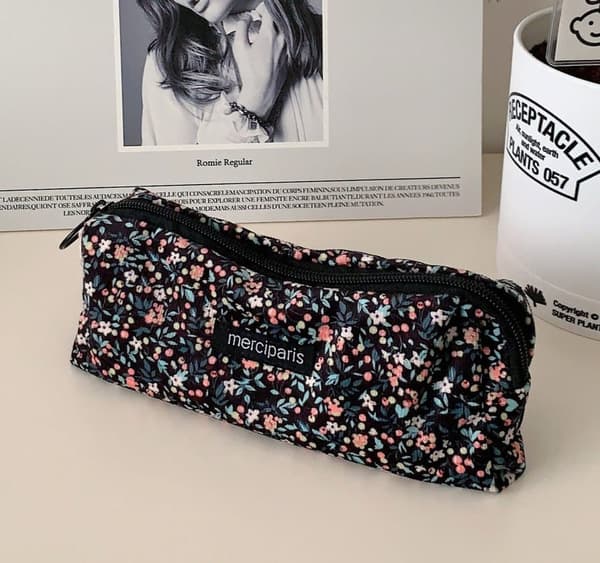 Skriveredskabskasse med sødt blomstermønster, penalhus, opbevaringsarrangør skolepenalhus penalhus 20cm x 7cm x 4,5cm