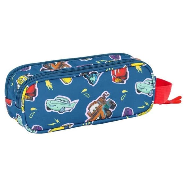 Trousse - Bilar - Racing - 21 CM - 2 Fack - Zippad - Blå