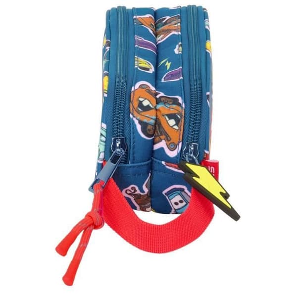 Trousse - Bilar - Racing - 21 CM - 2 Fack - Zippad - Blå