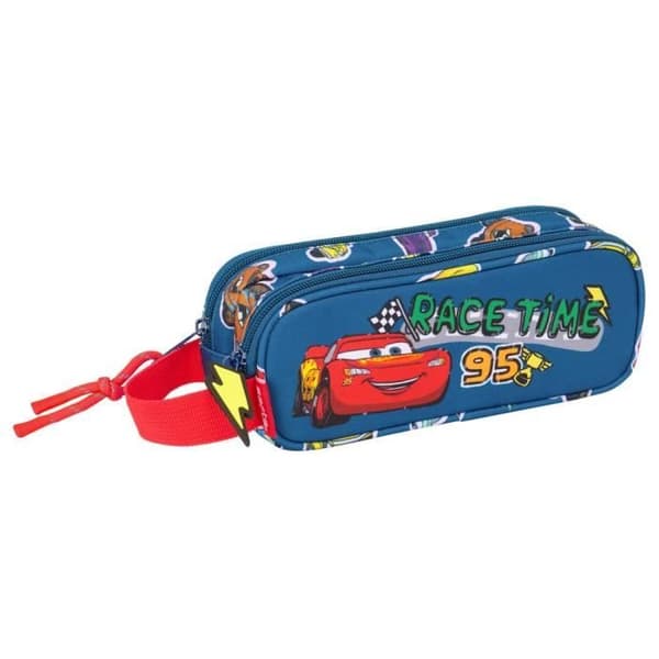 Trousse - Bilar - Racing - 21 CM - 2 Fack - Zippad - Blå