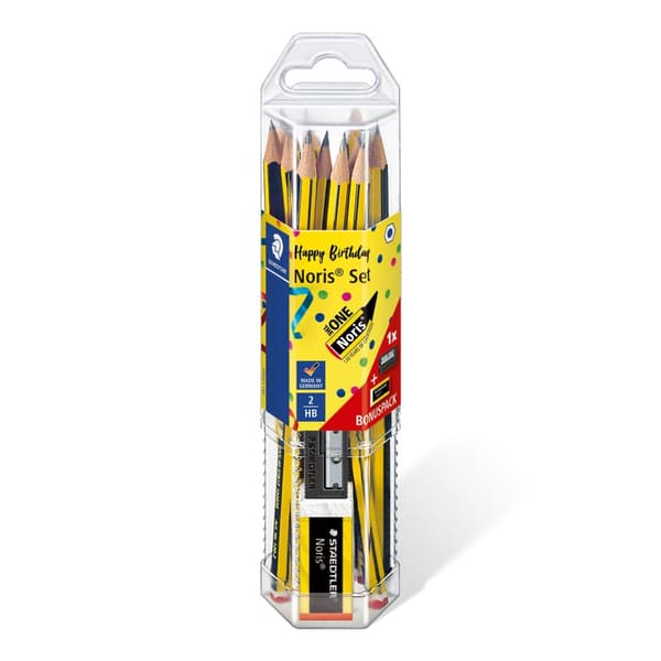 Set med HB-pennor 12 st + vässare plus sudd Noris Set - Staedtler