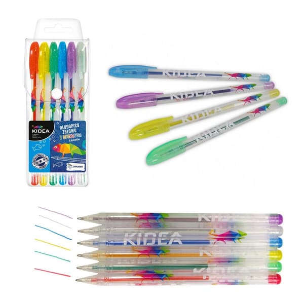 Kidea 6-färgs glitter gelpennor