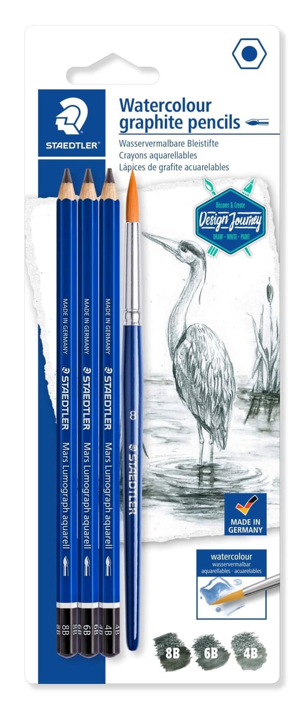 Staedtler akvarel blyantsæt med 3 + pensel 100A