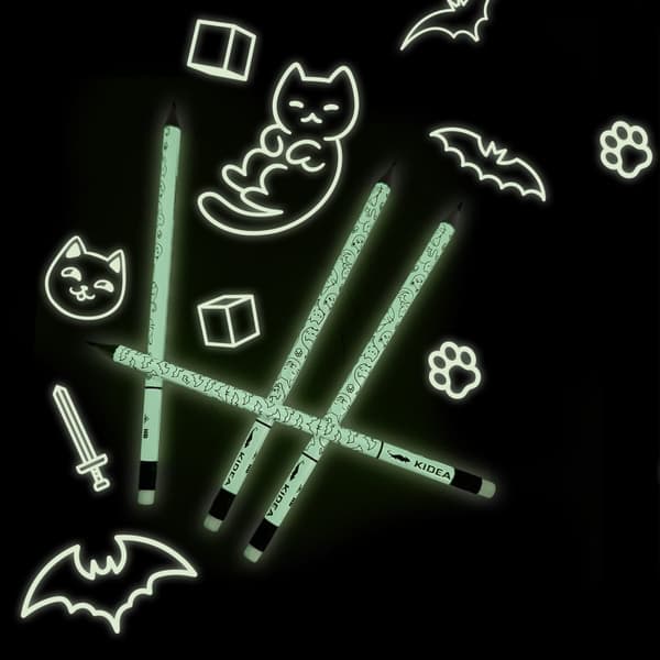 Kidea Glow in the Dark blyant med viskelæder 3 stk Blister