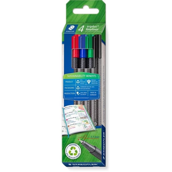Triplus Eco line 0,3 mm fineliner 4 farver Staedtler