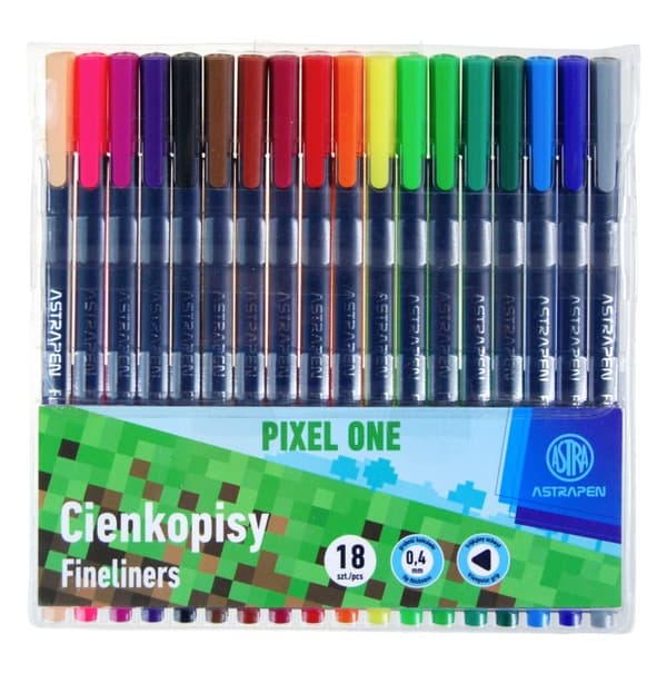 Trekantede fineliners 0,4 mm 18 farver Pixele Astra