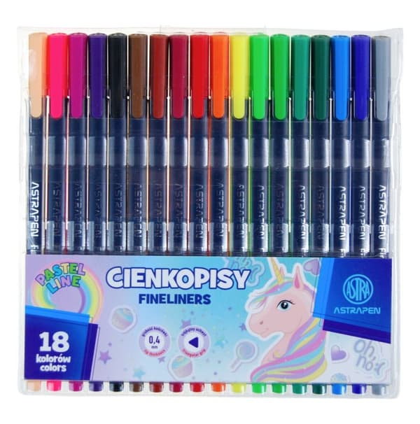 Trekantede fineliners 0,4mm 18 farver Unicorn Astra