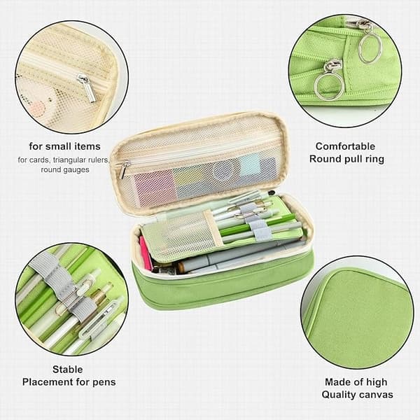 Skole Penalhus Pouch Enkelt rum Udvidelig Organizer Baby Blue