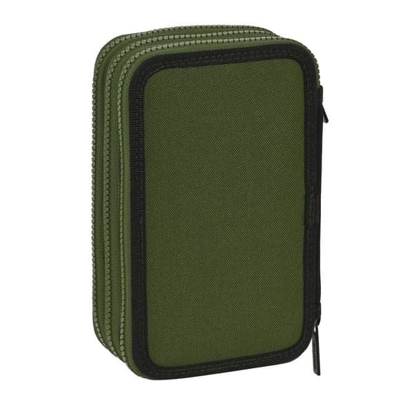 Trippel pennfodral Safta Dark forest Svart Grön 12.5 x 19.5 x 5.5 cm (36 Delar)