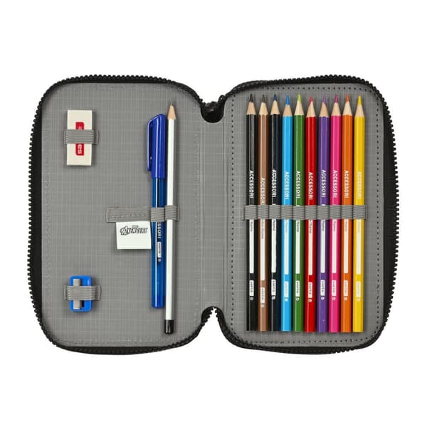 Dubbelt pennfodral The Avengers Forever Multicolour 12.5 x 19.5 x 4 cm (28 Delar)