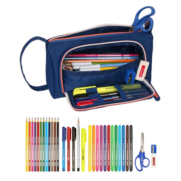Pennfodral med tillbehör Kelme Navy blue Orange Marinblå 20 x 11 x 8.5 cm (32 Delar)