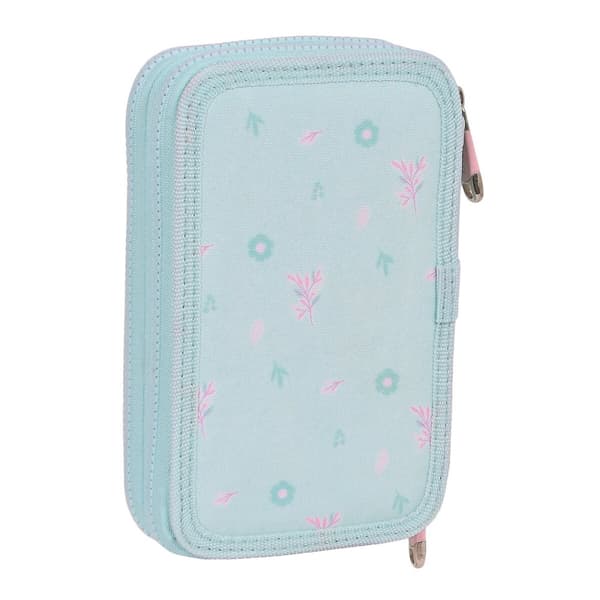 Dubbelt pennfodral Moos Garden Turkos 12.5 x 19.5 x 4 cm (28 Delar)