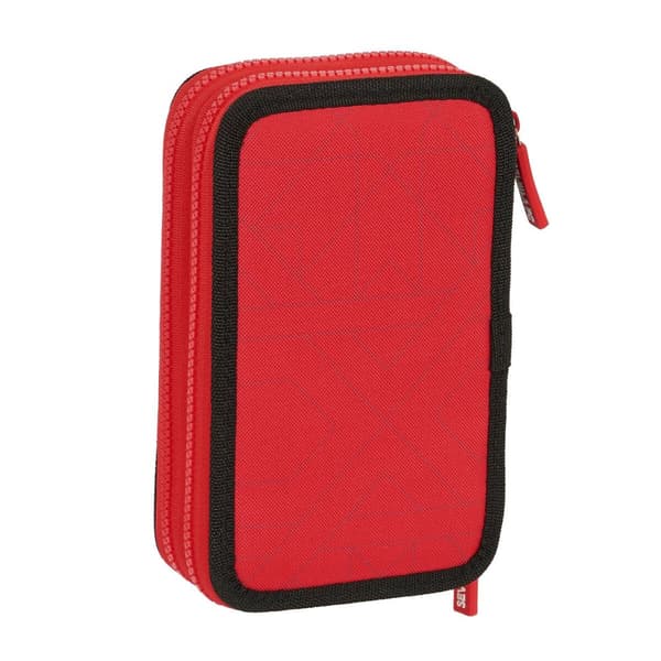 Dubbelt pennfodral Sevilla Fútbol Club Svart Röd 12.5 x 19.5 x 4 cm (28 Delar)