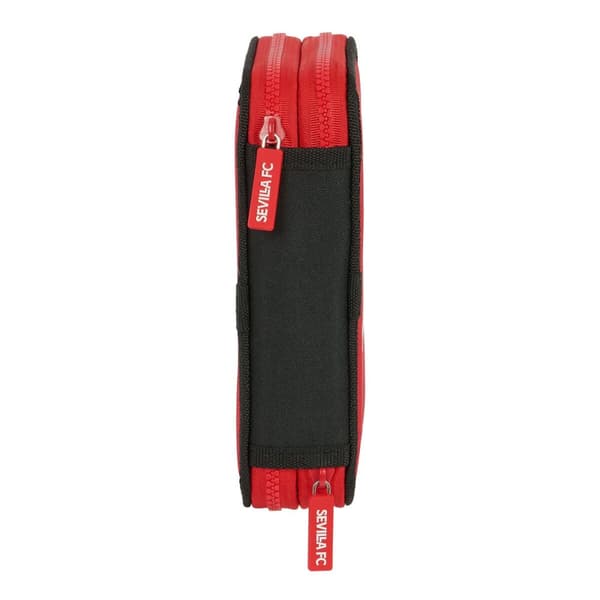 Dubbelt pennfodral Sevilla Fútbol Club Svart Röd 12.5 x 19.5 x 4 cm (28 Delar)