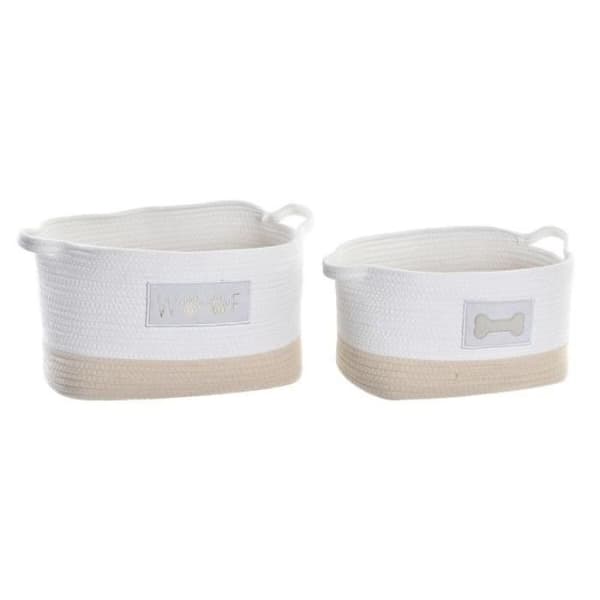 Set med korgar - DKD Home Decor - Bomull - Vit Crème - 43 x 30 x 23 cm - 2 Korgar