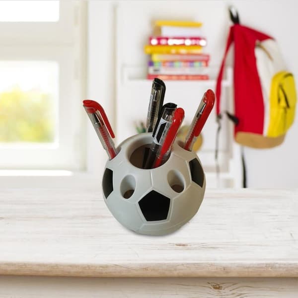 Creative Pencil Pot-Pennhållare för fotboll Office Pencil Storage Box (svart och vit)