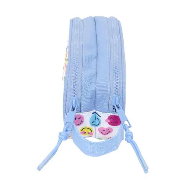 Dobbelt carry-all Smiley Joyful Multifarvet Lyseblå 21 x 8 x 6 cm