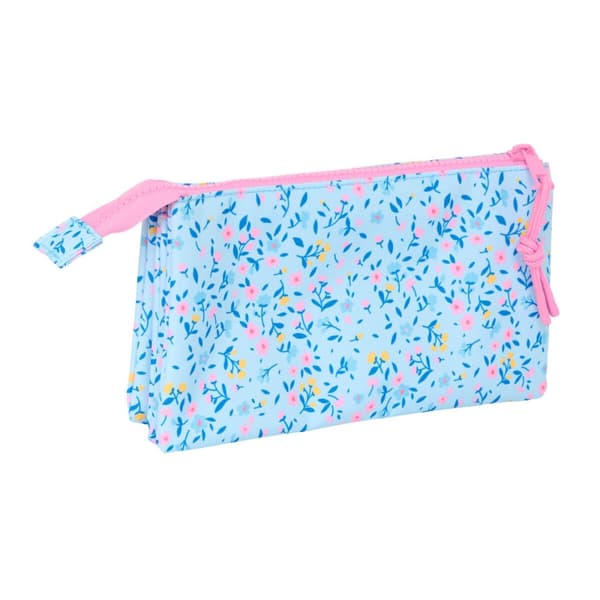 Tredobbelt bæretaske Vicky Martín Berrocal Paraíso Pink Lyseblå 22 x 12 x 3 cm