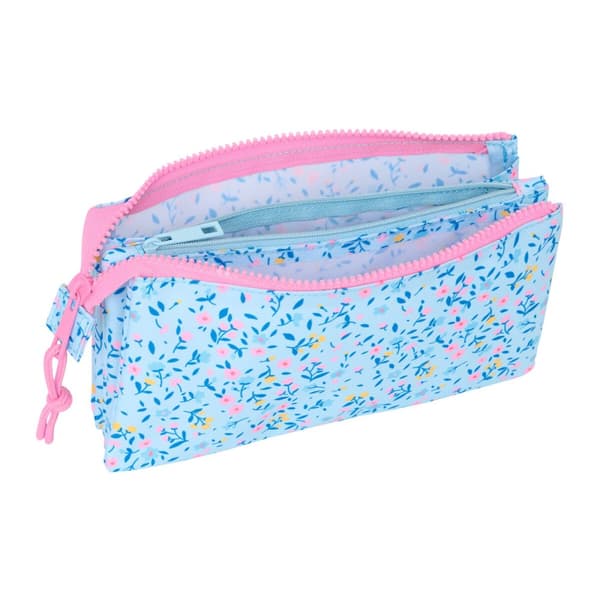 Tredobbelt bæretaske Vicky Martín Berrocal Paraíso Pink Lyseblå 22 x 12 x 3 cm