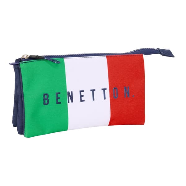 Tredobbelt bæretaske Benetton Flag Marineblå 22 x 12 x 3 cm