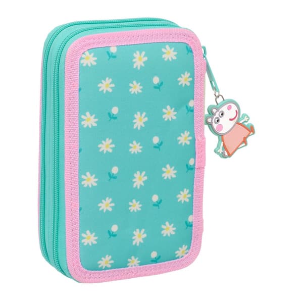 Penalhus med Tilbehør Peppa Pig Pretty flowers Gul Mint 12.5 x 19.5 x 4 cm 29 Dele