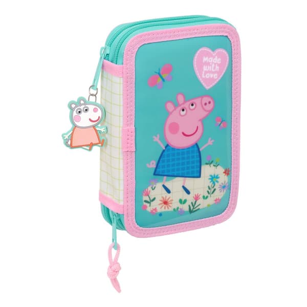Penalhus med Tilbehør Peppa Pig Pretty flowers Gul Mint 12.5 x 19.5 x 4 cm 29 Dele