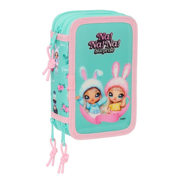 Tredobbelt Penalhus Na!Na!Na! Surprise Bunny Pink Turkisblå 12,5 x 19,5 x 5,5 cm 37 Dele