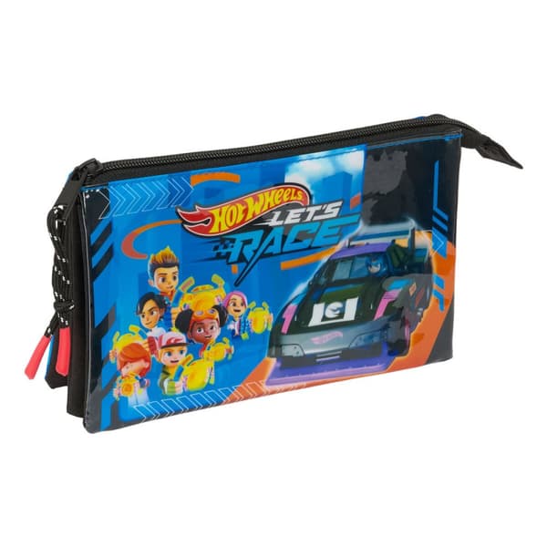 Kolmilokeroinen laukku Hot Wheels Let's race Sininen Musta 22 x 12 x 3 cm