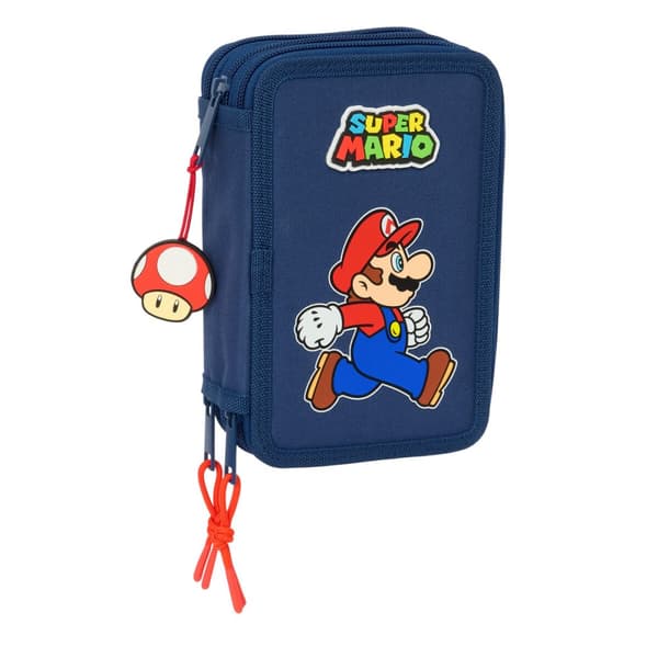 Koululaisen penaali lisätarvikkeilla Super Mario Trick Punainen Tummansininen 12,5 x 19,5 x 5,5 cm 37 Kappaletta