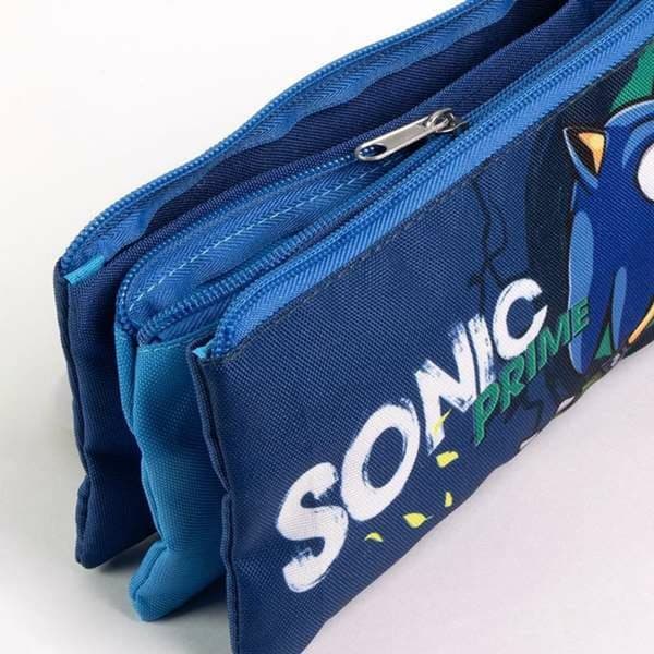 Tredobbelt bæretaske Sonic Prime Lyseblå Light Blue 2,2 x 1,1 x 22,5 cm