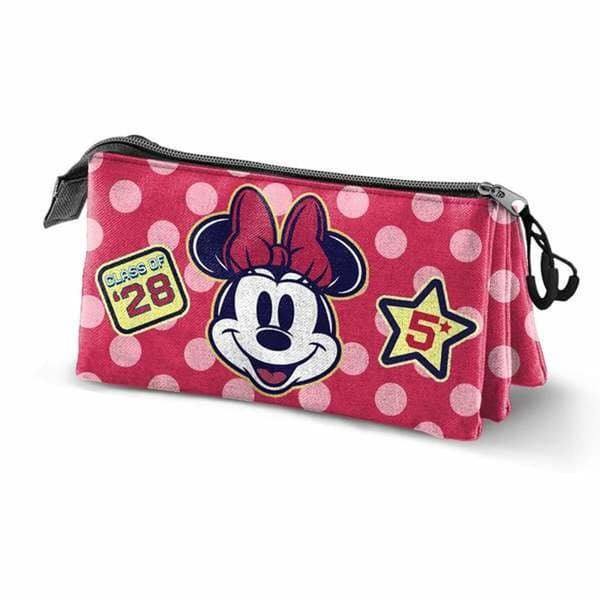 Tredobbelt bæretaske Minnie Mouse Pink 23 x 8 x 11 cm