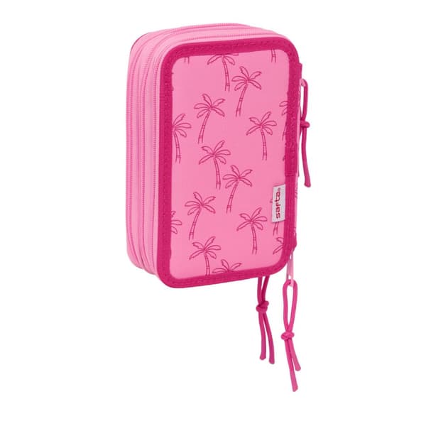 Tredobbelt Penalhus Stitch Chill Pink 12,5 x 19,5 x 5,5 cm