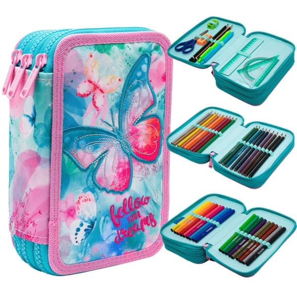 COOLPACK TRE-SAMMENLIGNENDE SKOLE PENALETUI 3D SOMMERFLUGEUDSTYR