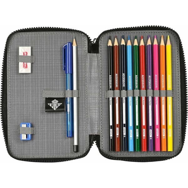 Dobbelt penalhus Real Betis Balompié Sort 12,5 x 19,5 x 4 cm
