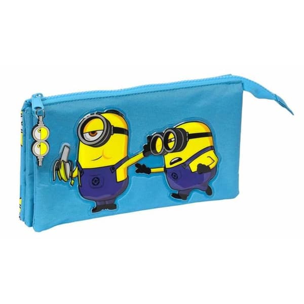 Tredobbelt bæretaske Minions Minionstatic Blå 22 x 12 x 3 cm