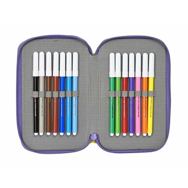 Dobbelt penalhus SuperThings Guardians Of Kazoom Gul Lilla 12,5 x 19,5 x 4 cm