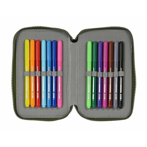 Tredobbelt Penalhus Safta Dark Forest 12,5 x 19,5 x 5,5 cm