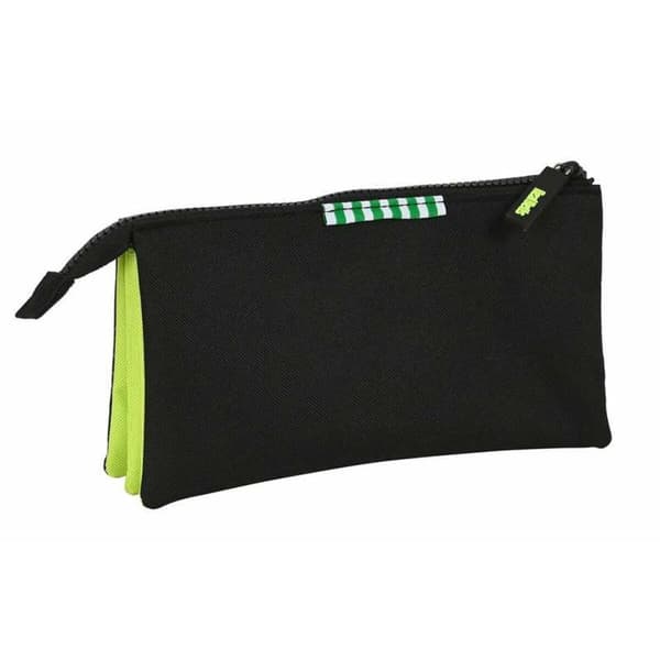 Tredobbelt bæretaske Real Betis Balompié Sort Lime 22 x 12 x 3 cm