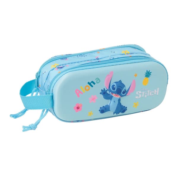 Dobbelt carry-all Lilo & Stitch Lyseblå 21 x 8 x 6 cm 3D