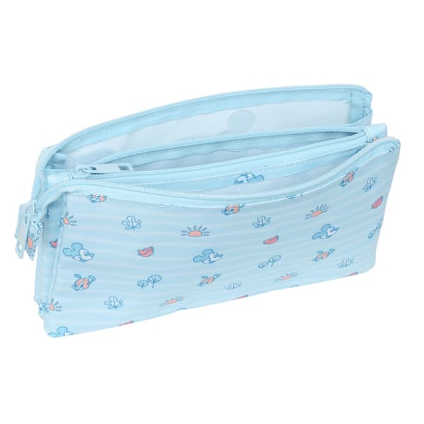 Tredubbel Carry-all Mickey Mouse Clubhouse Baby Ljusblå 22 x 12 x 3 cm