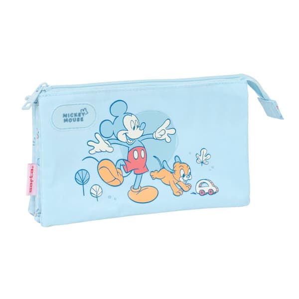 Tredubbel Carry-all Mickey Mouse Clubhouse Baby Ljusblå 22 x 12 x 3 cm