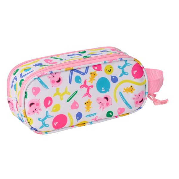 Dobbelt carry-all Peppa Pig Blå Hvid Pink 21 x 8 x 6 cm 3D