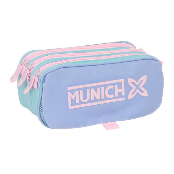 Tredobbelt bæretaske Munich Mellow Blå Pink Himmelblå 21,5 x 10 x 8 cm