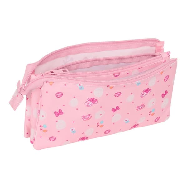 Tredobbelt bæretaske Minnie Mouse Baby Pink 22 x 12 x 3 cm